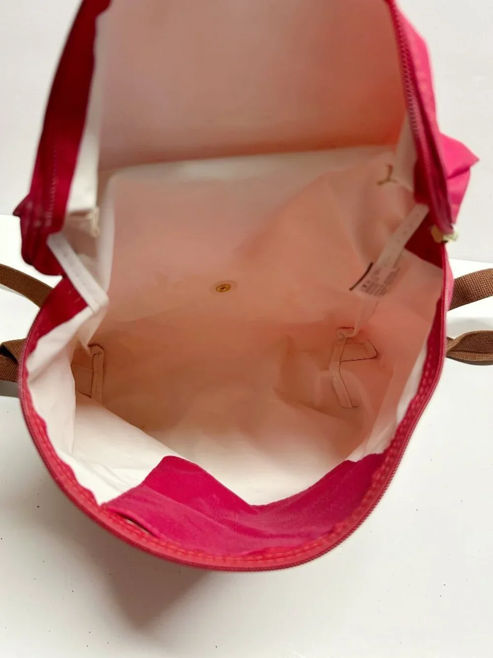 Longchamp Red Backpack with Brown Trim